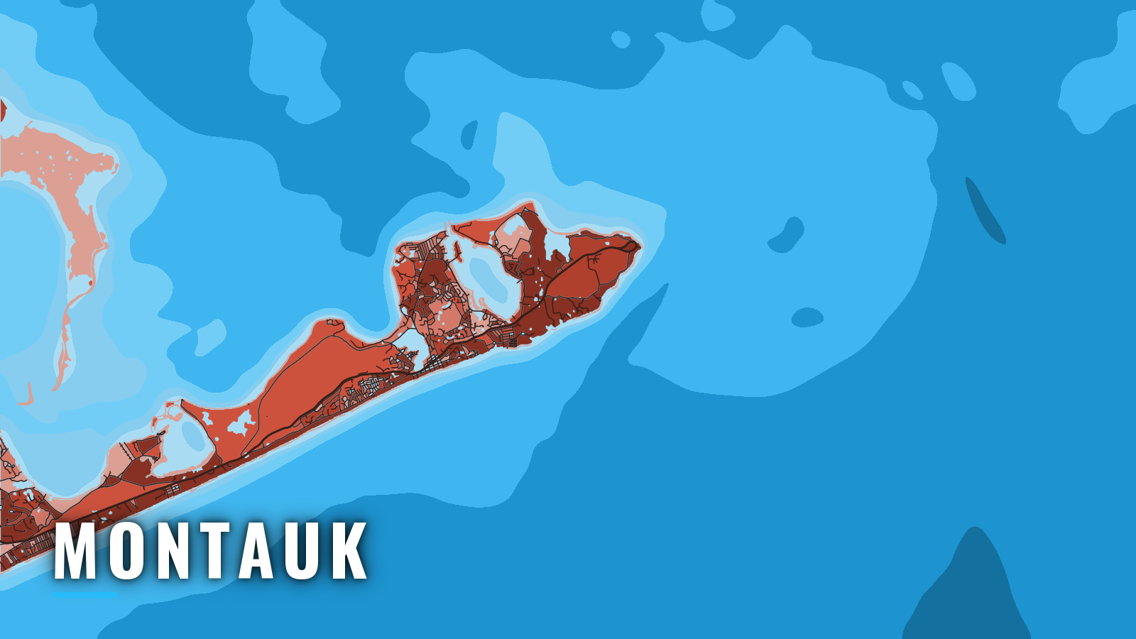 Stylized map of Montauk, New York, labelled with the port name (not for navigation)