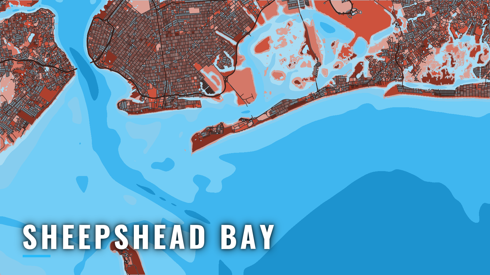 Stylized map of Sheepshead Bay, New York, labelled with the port name (not for navigation)