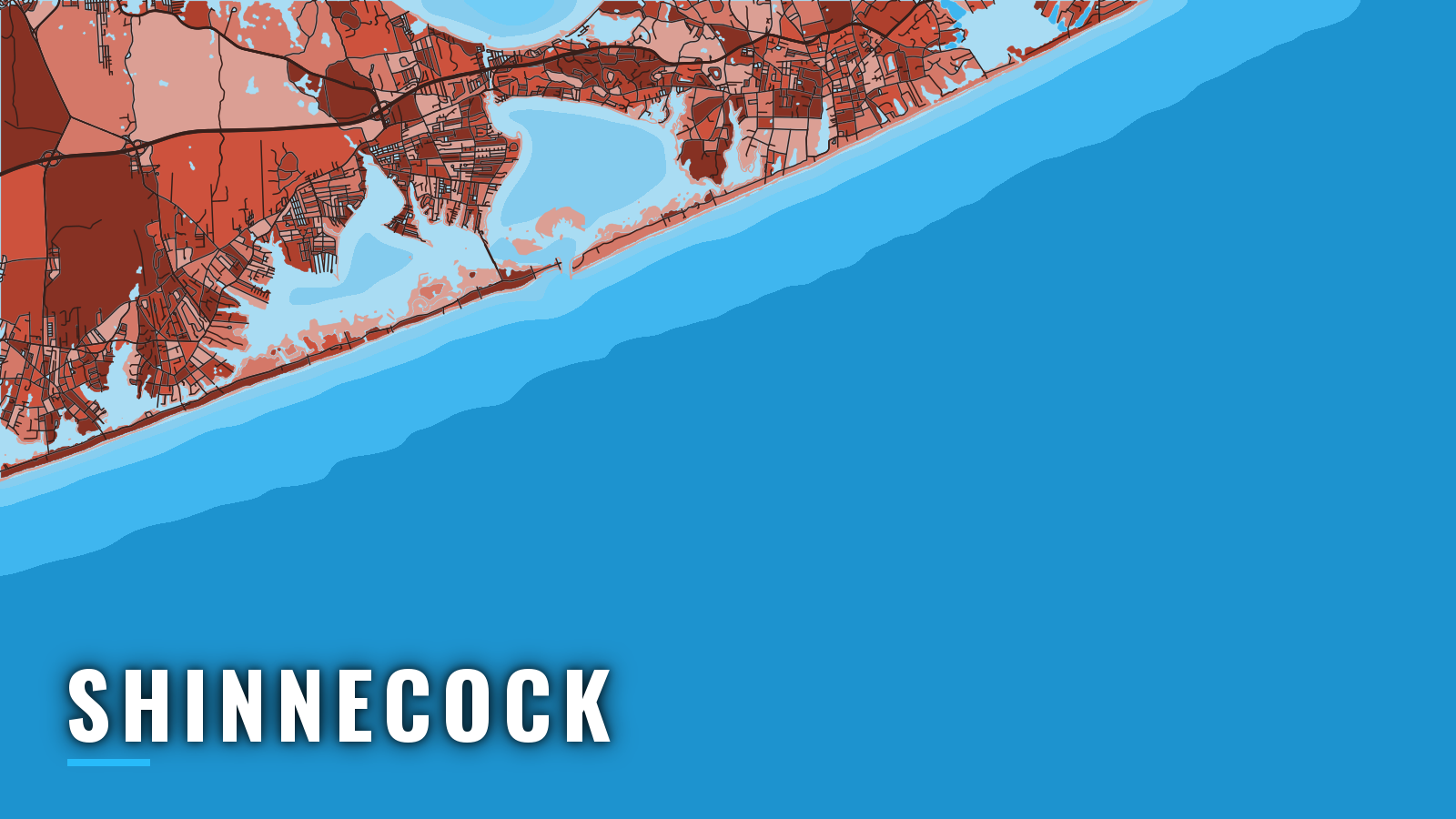 Stylized map of Shinnecock, New York, labelled with the port name (not for navigation)