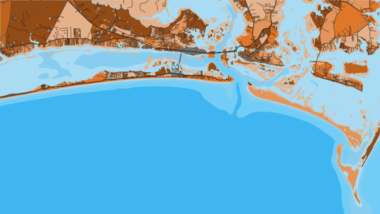 Illustration of Morehead City, runs through Beaufort Inlet.