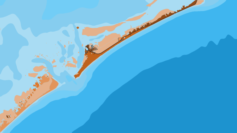 Illustration of Ocracoke, A quieter island base for offshore and nearshore trips south of the cape.