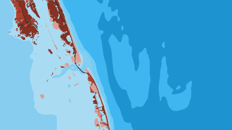 Illustration of Oregon Inlet, billfish and tuna charter fleet, with an inlet whose shifting shoals make checking the latest notices worthwhile.