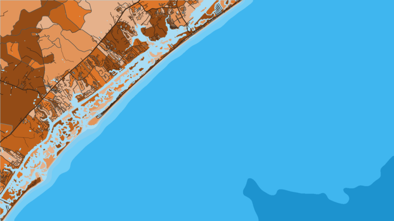 Illustration of Topsail Island, nearshore king mackerel, cobia and reef fishing off the island.