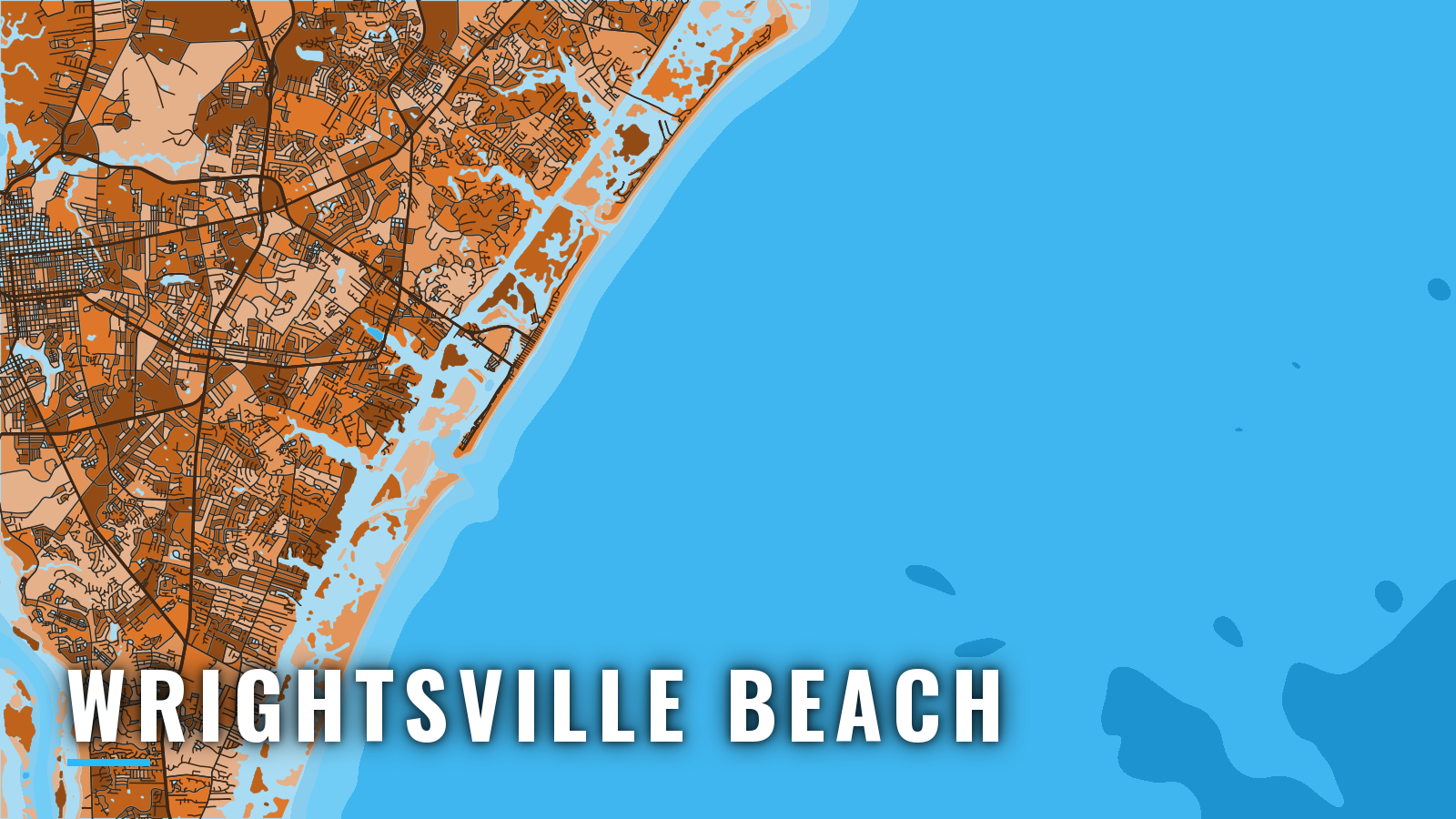Stylized map of Wrightsville Beach, North Carolina, labelled with the port name (not for navigation)
