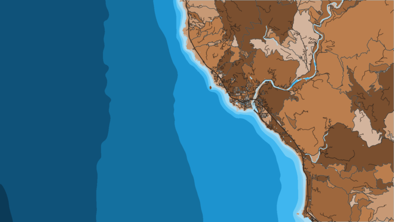 Illustration of Brookings, Chetco River, South Coast tuna and bottomfish access.