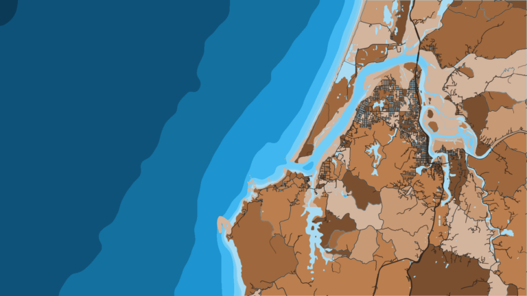 Illustration of Charleston, Coos Bay bar, charters, and offshore access including tuna.