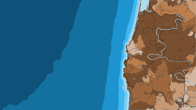 Illustration of Depoe Bay, small rock-walled harbor, short runs to bottomfish reefs, charter fleet.