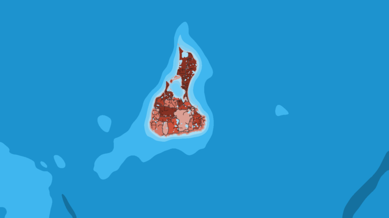 Illustration of Block Island, the island port closest to the Southwest Ledge, with striped bass, bluefish and summer tuna grounds.