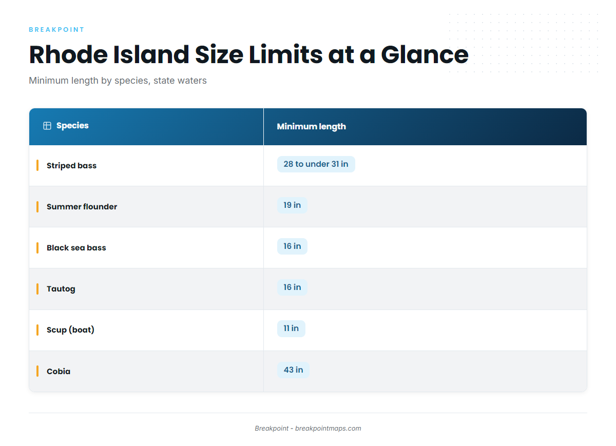 Rhode Island Offshore Fishing Regulations by Species