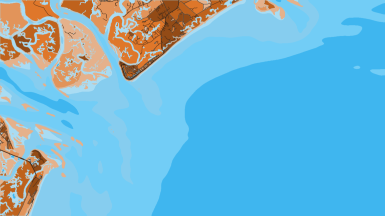 Illustration of Edisto Beach, small-port access offshore, and host of the Edisto Invitational leg of the Governor’s Cup.