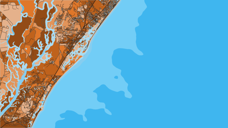 Illustration of Murrells Inlet, A working inlet south of Myrtle Beach, known for bottom and trolling trips.