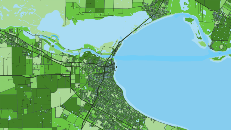 Illustration of Corpus Christi, city base for the middle coast, with access offshore through the nearby passes.
