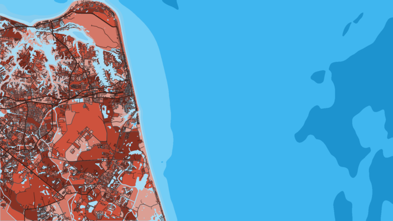 Illustration of Virginia Beach, rudee and Lynnhaven inlets, the shortest run to Norfolk Canyon and the Chesapeake Light Tower area.