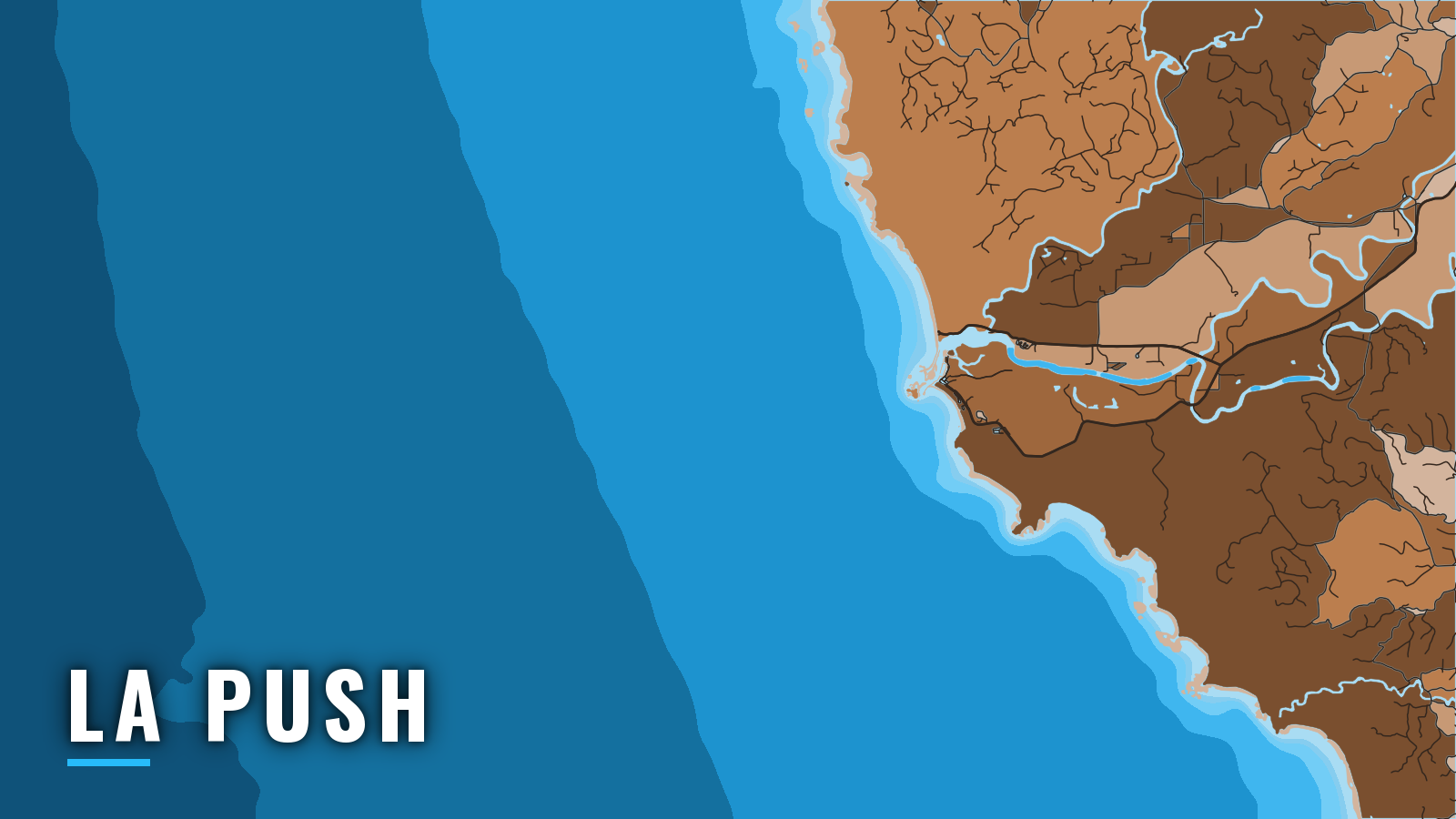 Stylized map of La Push, Washington, labelled with the port name (not for navigation)