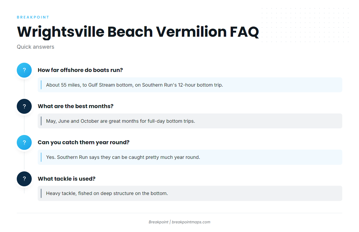 FAQ about vermilion snapper fishing out of Wrightsville Beach