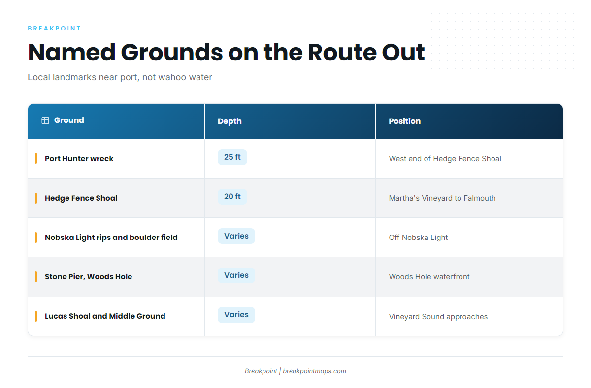 The route out: named grounds near port
