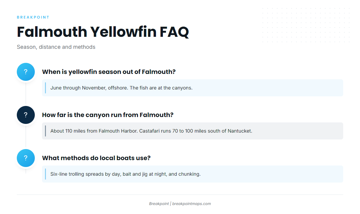 FAQ: yellowfin tuna fishing out of Falmouth / Woods Hole