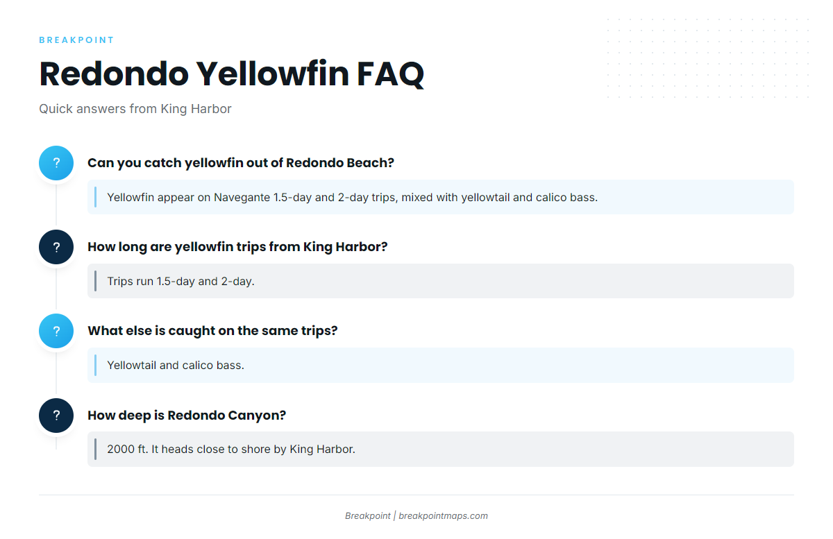 FAQ about yellowfin tuna fishing out of Redondo Beach