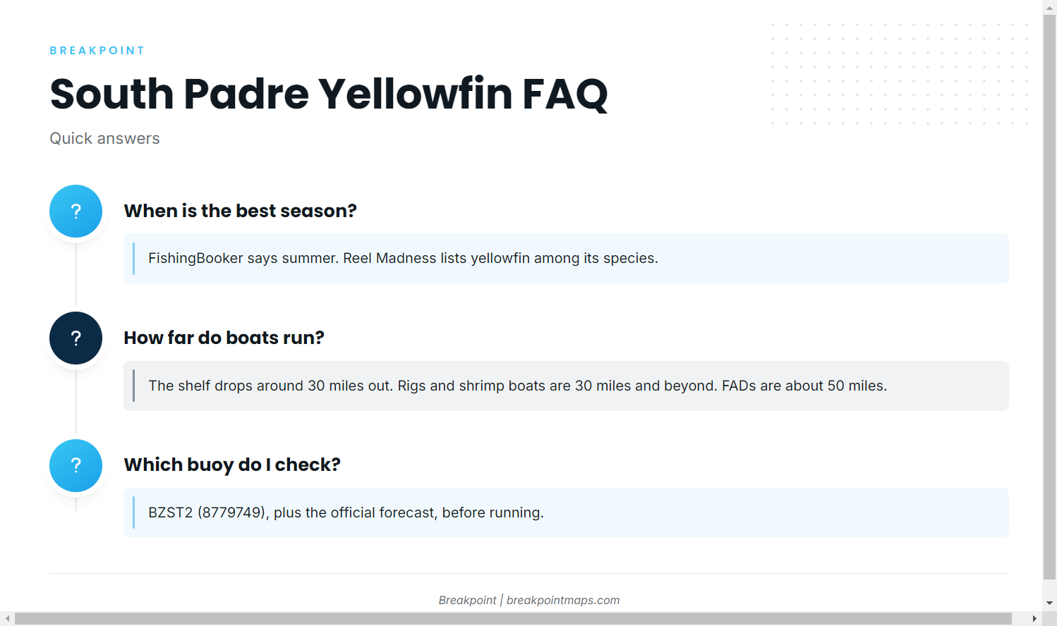 FAQ for South Padre yellowfin